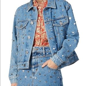 Sandro mirror detail denim jacket NWT size 38 M
